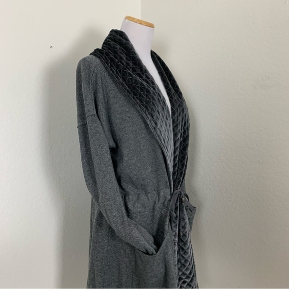 Soft Surroundings Lilas Gray Velvet Trim Cardigan Drawstring Waist Size M - Picture 10 of 16